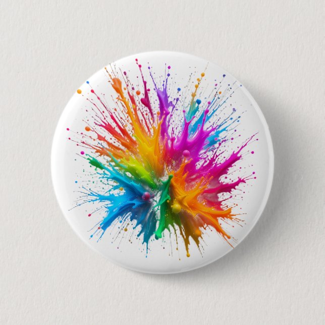 Vibrant Rainbow Paint Splatter Explosion 6 Cm Round Badge (Front)