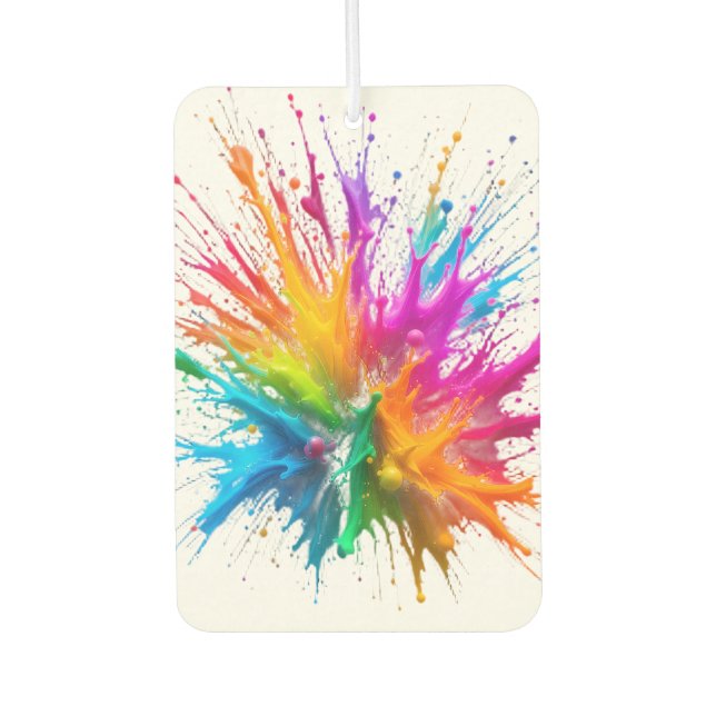 Vibrant Rainbow Paint Splatter Explosion Car Air Freshener (Front)