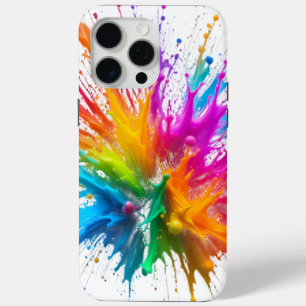 Vibrant Rainbow Paint Splatter Explosion iPhone 15 Pro Max Case