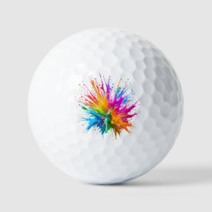 Vibrant Rainbow Paint Splatter Explosion Golf Balls
