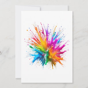 Vibrant Rainbow Paint Splatter Explosion Invitation