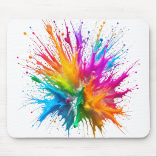 Vibrant Rainbow Paint Splatter Explosion Mouse Pad