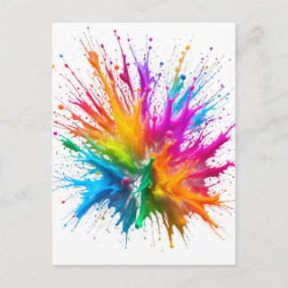 Vibrant Rainbow Paint Splatter Explosion Postcard