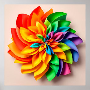 Vibrant Rainbow Paper Abstract Art Poster