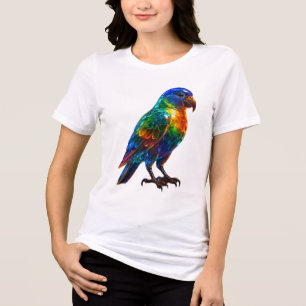 Vibrant Rainbow Parrot Art – Colourful Glass Effec Tri-Blend Shirt