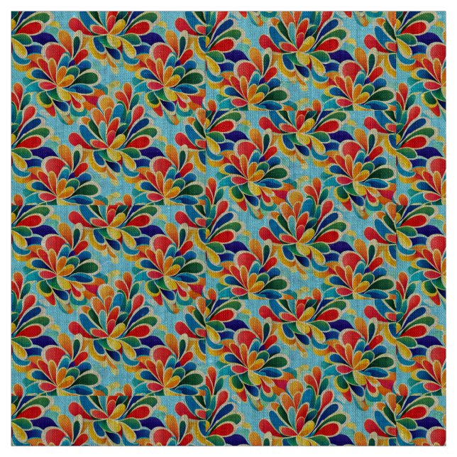 Vibrant Rainbow Petal Bloom Pattern Fabric (Swatch)