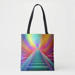 Vibrant Rainbow Staircase Art Tote Bag