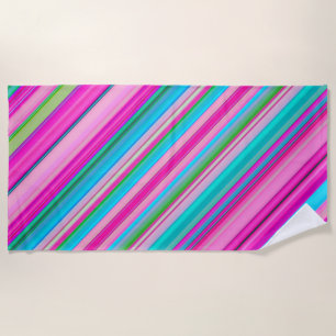 Vibrant Rainbow Stripe Pattern Design Beach Towel