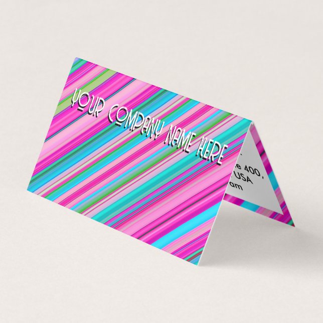 Vibrant Rainbow Stripe Pattern Design Business Card (Front)