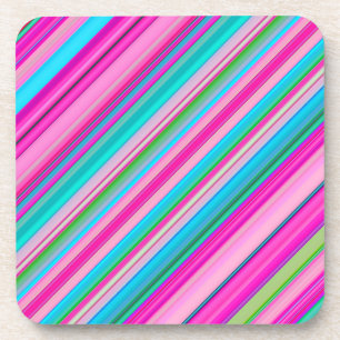 Vibrant Rainbow Stripe Pattern Design Coaster