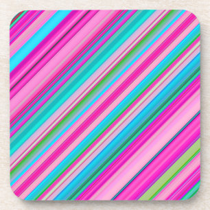 Vibrant Rainbow Stripe Pattern Design Coaster