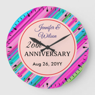 Vibrant Rainbow Stripe Pattern Design Large Clock