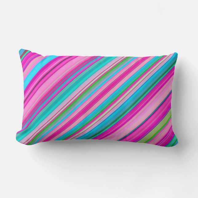 Vibrant Rainbow Stripe Pattern Design Lumbar Cushion (Front)