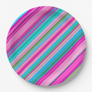 Vibrant Rainbow Stripe Pattern Design Paper Plate