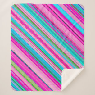 Vibrant Rainbow Stripe Pattern Design Sherpa Blanket