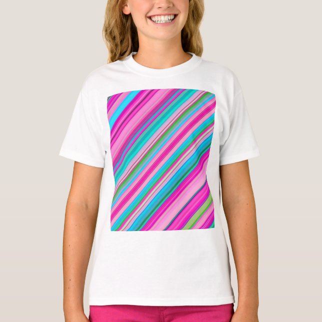 Vibrant Rainbow Stripe Pattern Design T-Shirt (Front)