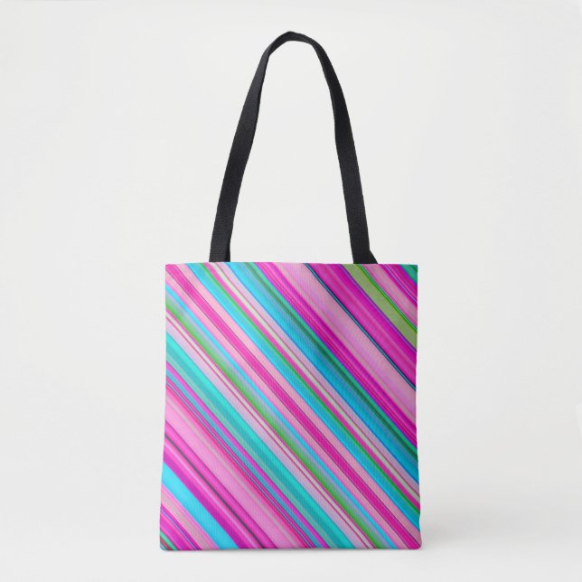 Vibrant Rainbow Stripe Pattern Design Tote Bag (Front)