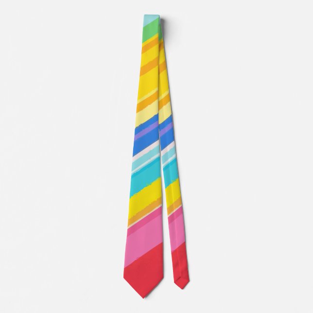Vibrant Rainbow Stripes Pattern, Colorful Modern  Tie (Front)