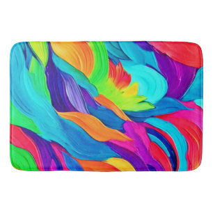 Vibrant Rainbow Swirls Abstract Art Bath Mat