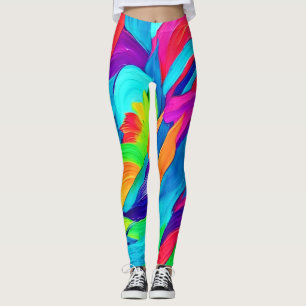 Vibrant Rainbow Swirls Abstract Art Leggings