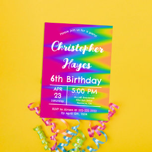 Vibrant Rainbow Tie Dye Birthday Customisable Invitation