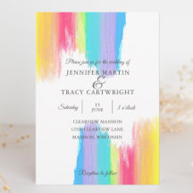 Vibrant Rainbow Watercolor Gay Pride LGBTQ Wedding