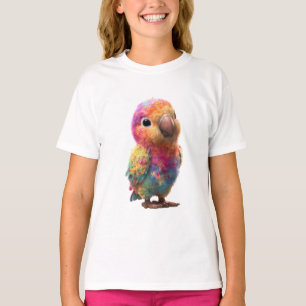 Vibrant Rainbow Watercolor Splatter Bird Kids T-Shirt