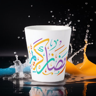 Vibrant Ramadan Kareem Arabic Calligraphy Islamic  Latte Mug