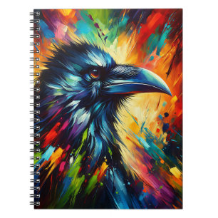 Vibrant Raven Burst – Abstract Colourful Bird Art Notebook