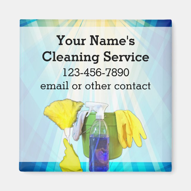 Vibrant Rays Custom Cleaning Service Business Magnet (Front)