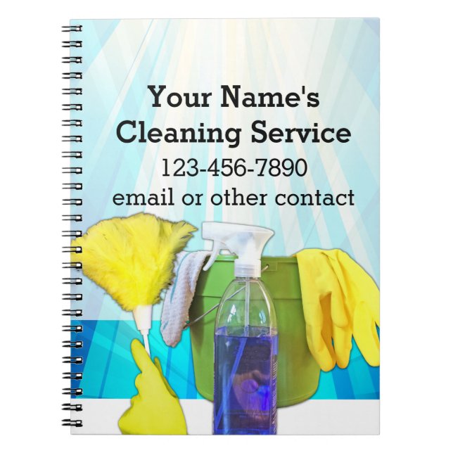 Vibrant Rays Custom Cleaning Service Business Spiral Notebook (Front)