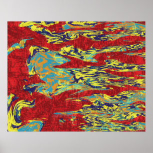 Vibrant Red Abstract Expressionist Flow Poster