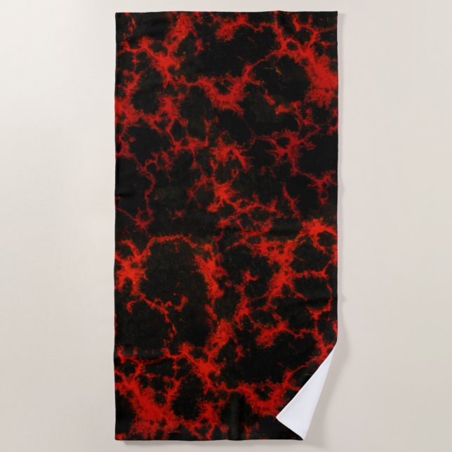 Vibrant Red and Black Goth Beach Towel (Front)