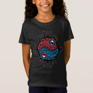 Vibrant Red and Blue Poison Dart Frog Yin Yang T-Shirt