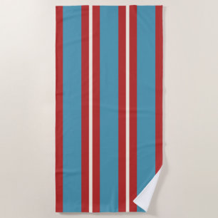 Vibrant Red and Blue Striped Pattern Modern Design Beach Towel