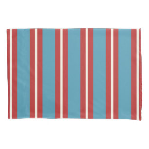 Vibrant Red and Blue Striped Pattern Modern Design Pillowcase