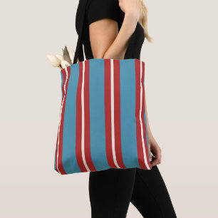 Vibrant Red and Blue Striped Pattern Modern Design Tote Bag