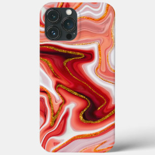 Vibrant Red and Gold Abstract Art iPhone 13 Pro Max Case