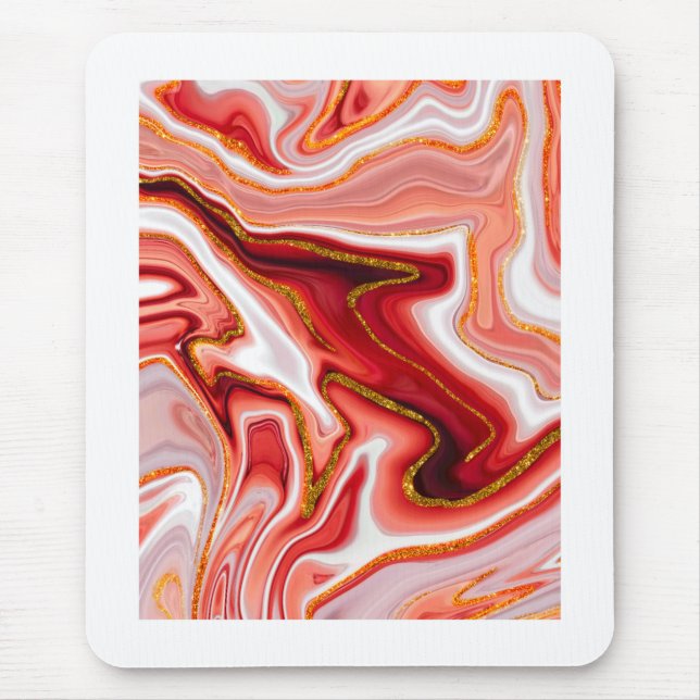 Vibrant Red and Gold Abstract Art Mouse Pad (Front)