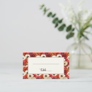 Vibrant Red and Orange Floral Border Place Card