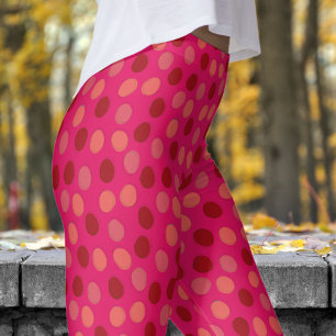 Vibrant Red and Ruby Red Polka Dot Pattern Leggings