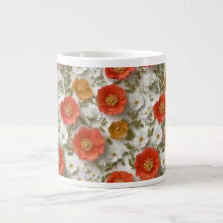 Vibrant Red and White Poppy Floral Speciality Mug