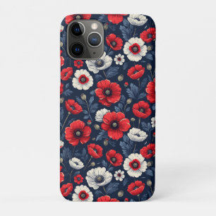 Vibrant Red and White Poppy Flowers Case-Mate iPhone Case