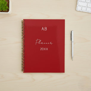 Vibrant Red Annual Planner with White Initials