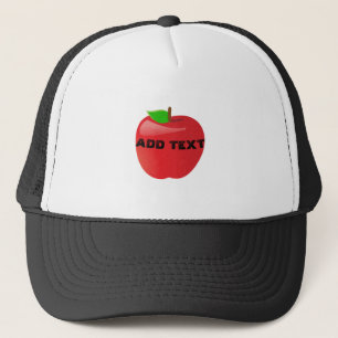 Vibrant Red Apple Image Printed in Centre ADD TEXT Trucker Hat