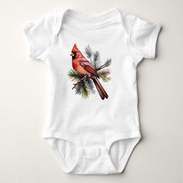 Vibrant Red Berries with Lush Green Leaves Baby Bodysuit (Front)