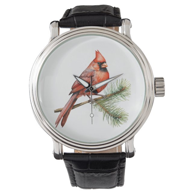 Vibrant Red Berries with Lush Green Leaves Watch (Front)