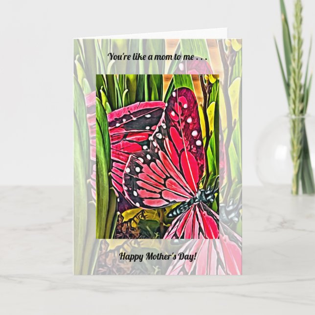 Vibrant Red Butterflies Mother’s Day Card (Front)