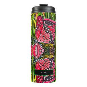 Vibrant Red Butterflies  Thermal Tumbler