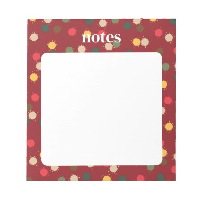Vibrant Red Colourful Polka Dots Notepad (Front)